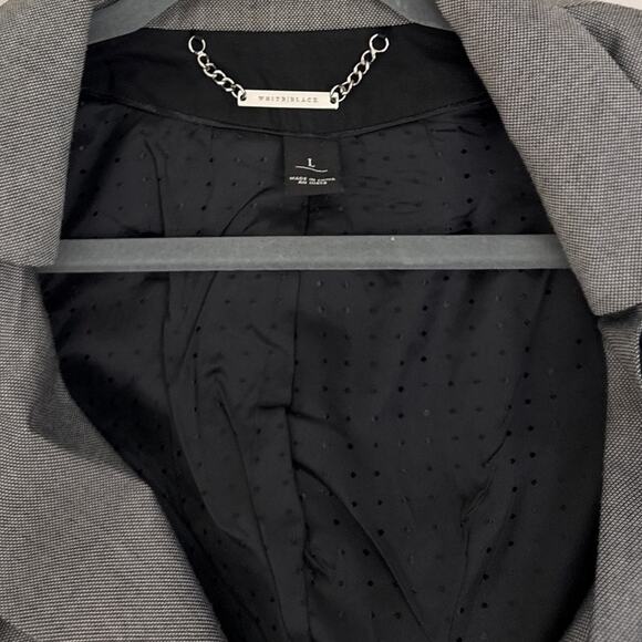 White House Black Market Single Button Gray Ruffle Collar Blazer Jacket Large - Picture 4 of 5